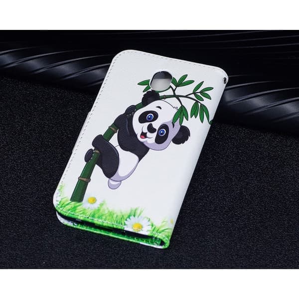 Samsung Galaxy J7 (2017) Etui laget av kunstlær og silikon – Panda og bambus Multicolor