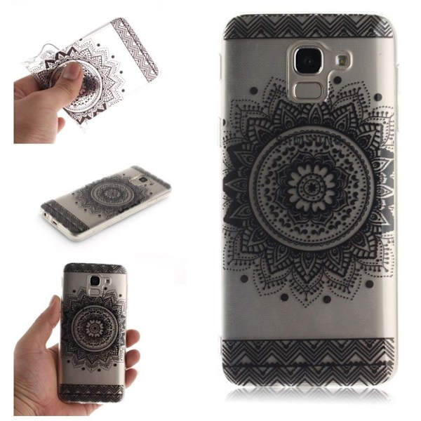Samsung Galaxy J6 (2018) mobiletui i silikone med kvalitets farver - Sort mandala Black