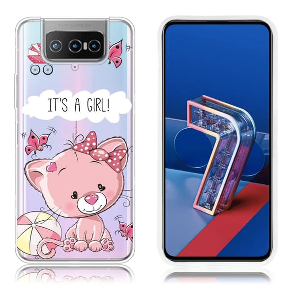 Deco Asus Zenfone 7 Pro kotelot - Vaaleanpunainen Kissa Pink