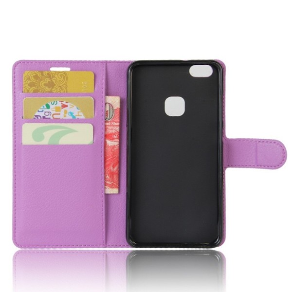 Huawei P10 Lite stilrent og stærkt læder-etui - Lilla Purple