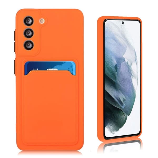 Kortholder cover til Samsung Galaxy S21 FE - Orange Orange