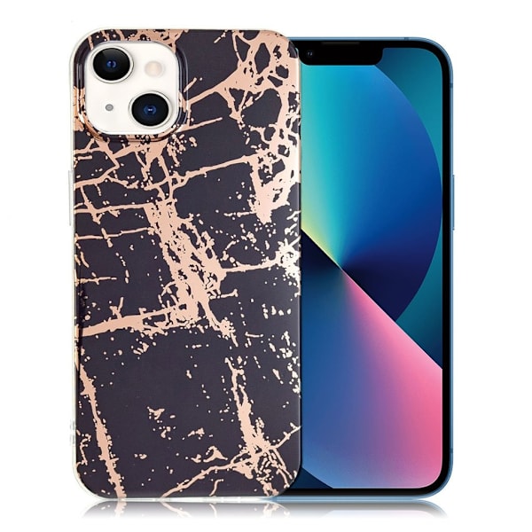 Marble iPhone 13 Mini Etui - Svart / Gull Multicolor