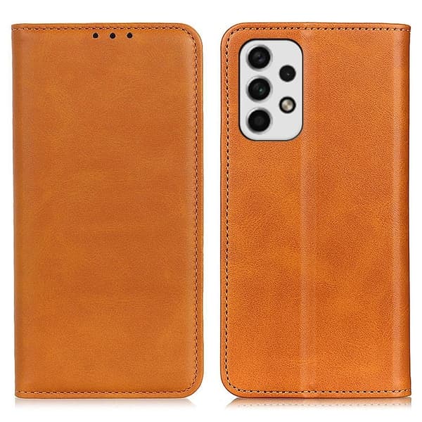 Flip Etui med Pung i Ægte Læder til Samsung Galaxy A23 - Brun Brown