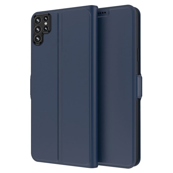Smidigt och tunt PU-läder Samsung Galaxy S23 Ultra fodral - Blå Blå
