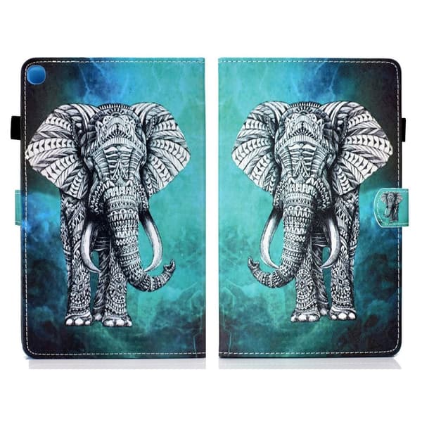 Samsung Galaxy Tab A7 10.4 (2020) cool mønster læder flip etui - elefant Silver grey