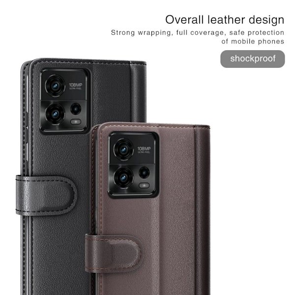 Äkta läder Motorola Moto G72 fodral med korthållare Brun