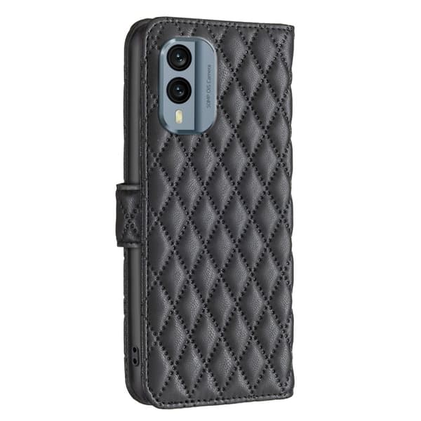 Rombemønster, matt flip-deksel for Nokia X30 - Svart Black