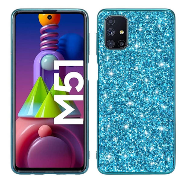 Glitter Samsung Galaxy M51 Etui - Blå Blue