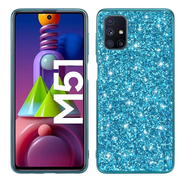 Glitter Samsung Galaxy M51 skal - Blå Blå