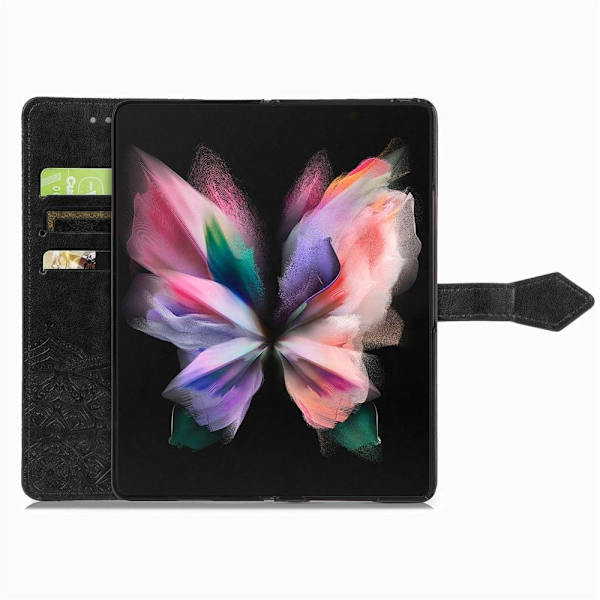 Mandala Samsung Galaxy Z Fold5 læderetui - Sort Black