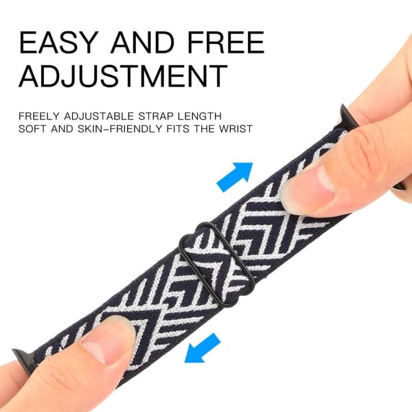 Apple Watch Series 8 (41mm) elastisk nylonrem med cool mønster - Blå Hvide Pile Blue