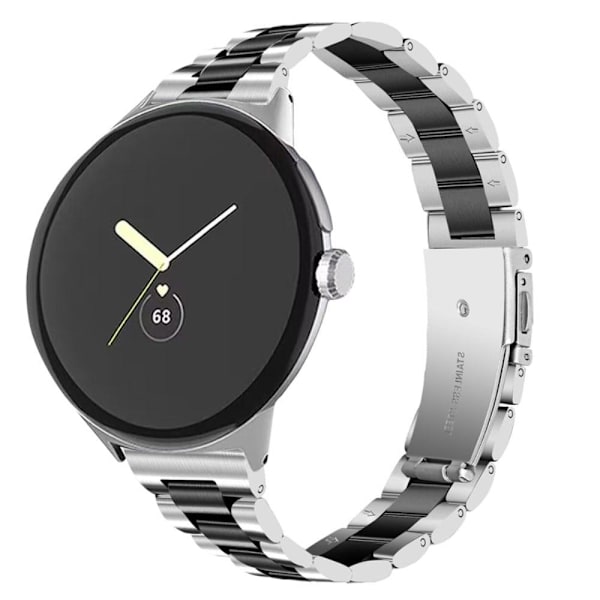 Klockarmband med 3 pärlor i rostfritt stål Google Pixel Watch - Silver / Svart Svart