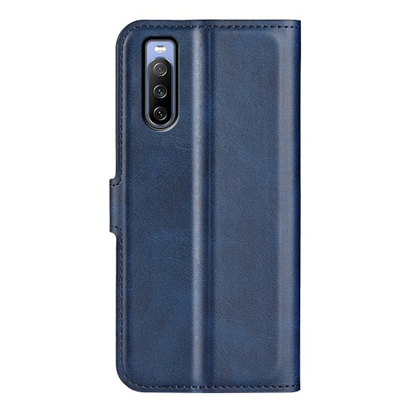 Hållbart konstläder Sony Xperia 10 IV fodral med plånbok - Blå Blå