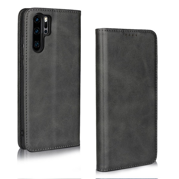 Huawei P30 Pro auto-absorberet læderetui - Sort Black