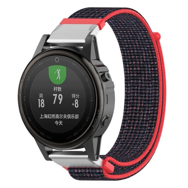 Garmin Fenix ​​5S borrelås nylon - Rød / Sort Red