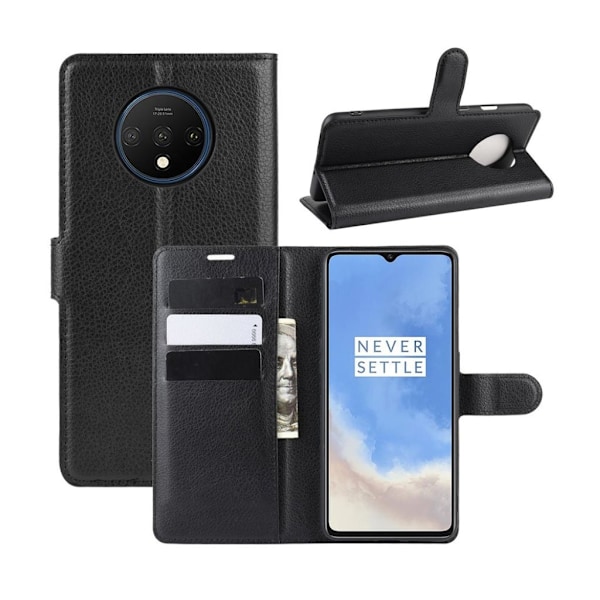 Classic OnePlus 7T flip kotelot - Musta Black