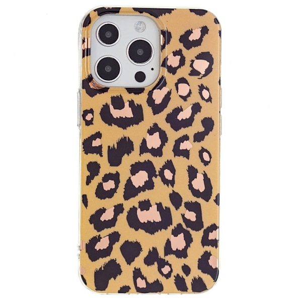 Marmormotiv iPhone 14 Pro skal - Leopard Gul