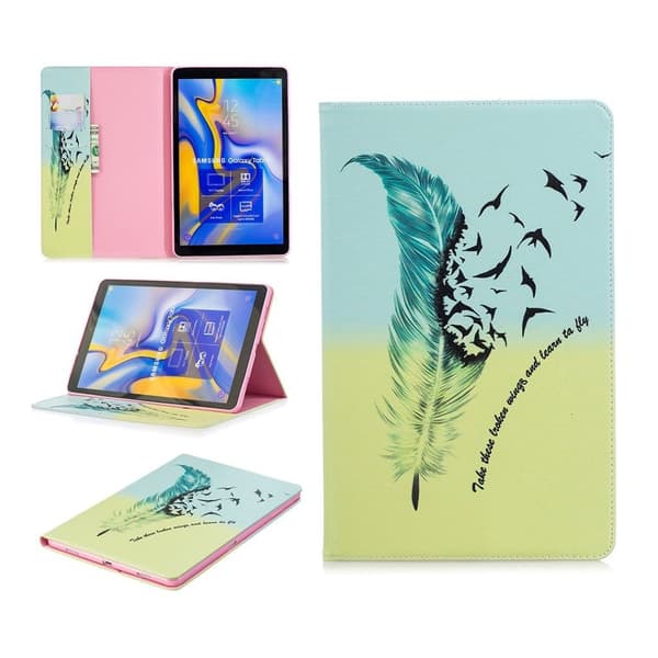 Samsung Galaxy Tab A 10.5 mönstrat flipfodral i läder - Fjädermönster multifärg