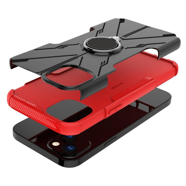 Kickstand-skydd med magnetisk platta för iPhone 14 Plus - Röd Röd