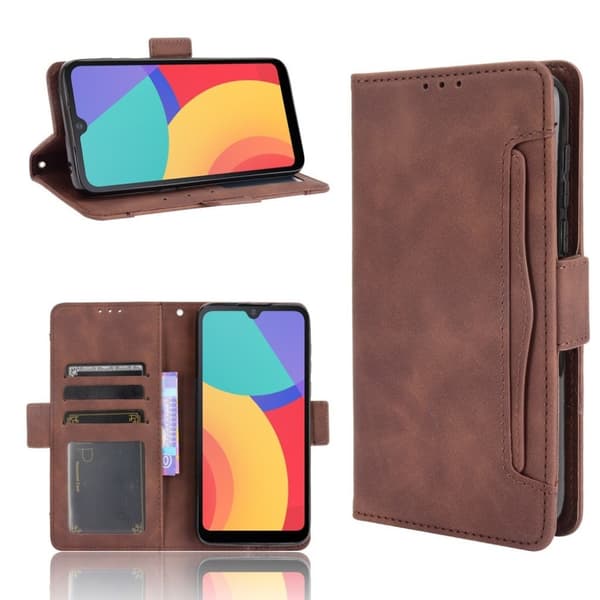 Modern-styled Læder Pung Etui til Alcatel 1l (2021) - Brun Brown