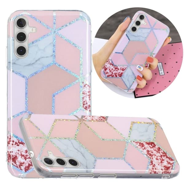 Deco Samsung Galaxy A24 4G Etui - Electroplated Pink Rhombus Pink