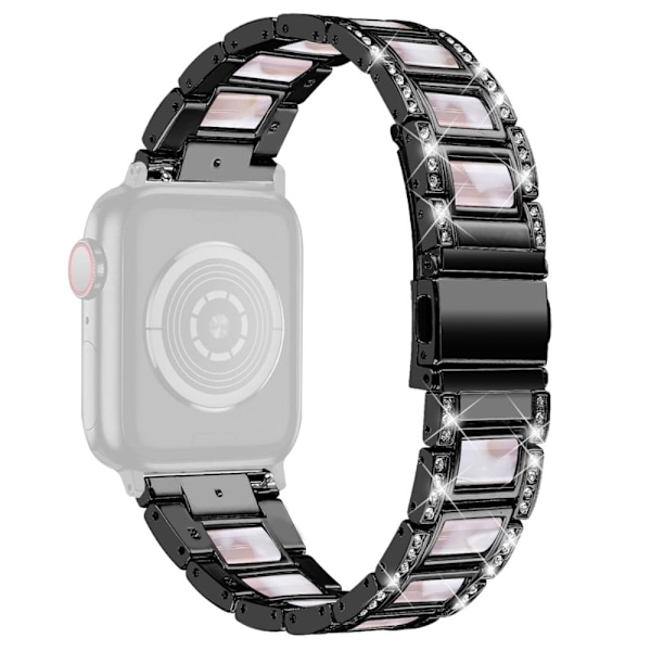 Apple Watch Series 8 (41 mm) urrem i rustfrit stål med rhinestone - Sort / Pink Mix Pink