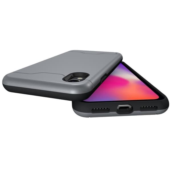 Børstet etui til iPhone Xr med kickstand - Grå Silver grey