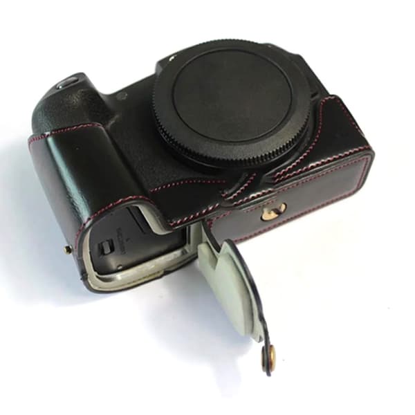 Canon EOS RP læder cover til halv krop med rem - Sort Black