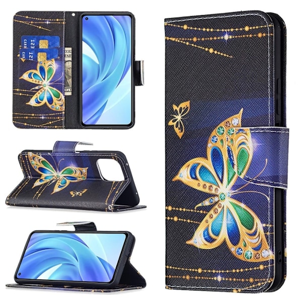 Wonderland Xiaomi 11 Lite 5g Ne / Mi 11 Lite 5g / 11 Lite Flip Etui - Jewelry Sommerfugl Black