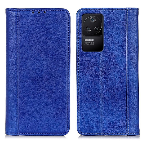 Äkta läder Xiaomi Poco F4 / Xiaomi Redmi K40S fodral med magnetisk stängning Blå
