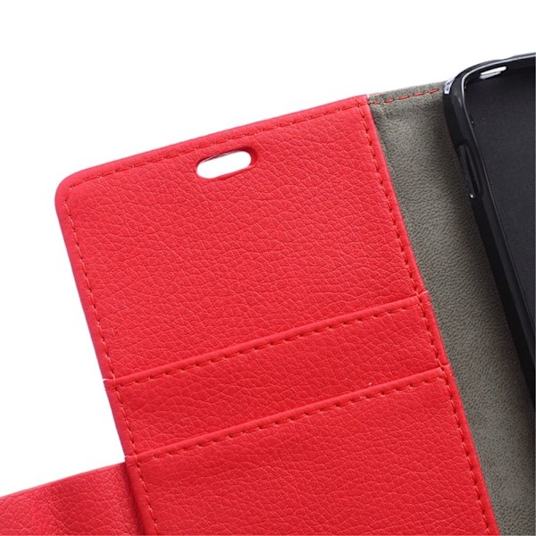 Acer Liquid Z630 Litsi Pintainen Nahkakotelo Lompakko - Punainen Red