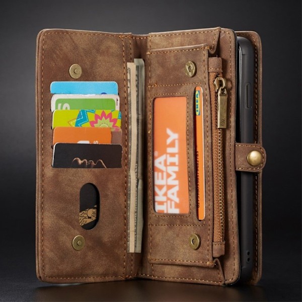 CASEME Samsung Galaxy S10 Plus  multifunktionellt split läder fodral - Brun Brun