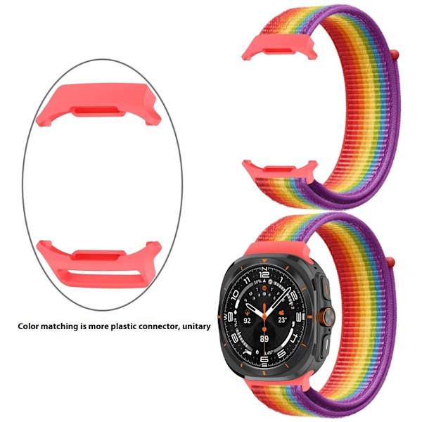 Galaxy Watch Ultra 47mm Nylon Replacement Watch Band Magic Tape Loop Strap - Style M White