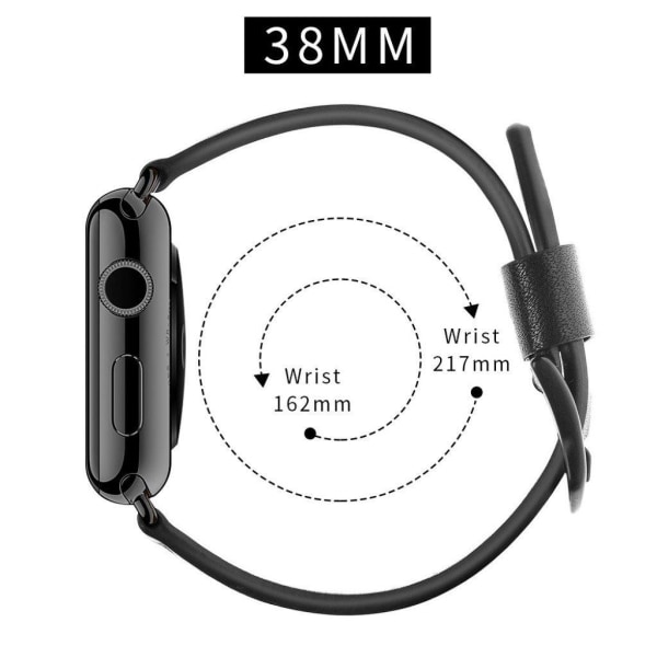 Apple Watch Series 5 40mm cool edge klockarmband i äkta läder - Svart Svart