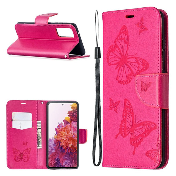Butterfly läder Samsung Galaxy S20 FE 5G / Samsung Galaxy S20 FE fodral - Rosa Rosa