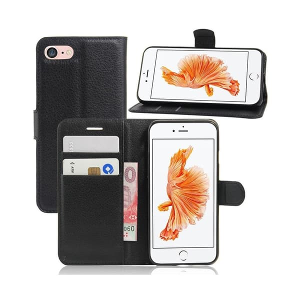 Laudrup Litchi Läderfodral för iPhone 7 / 8 - Svart Svart