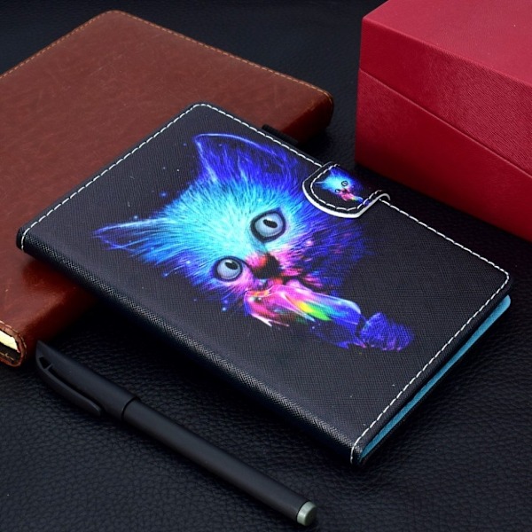Lenovo Tab M10 FHD Plus læderetui med mønsterprint - Kat Blue