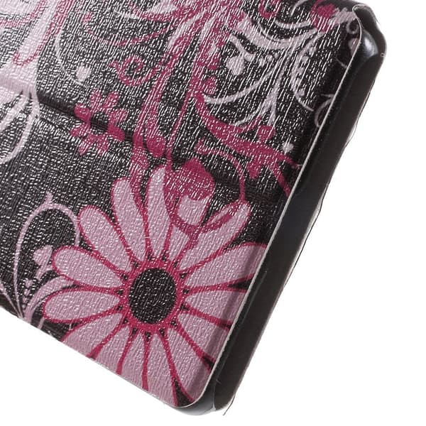 Moberg View Huawei Ascend P8 Lær Flip Case - Rosa Sommerfugler og Blomster Multicolor