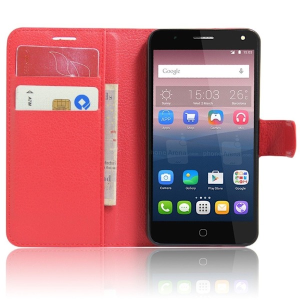 Mankell Alcatel Pop 4 Lychee Textur Fodral - Röd Röd