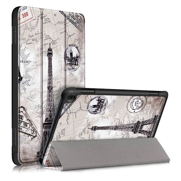 Amazon Fire 8 HD (2022) mønster tri-fold læder etui - Vintage Tårn Silver grey