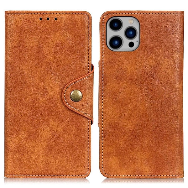 Alpha iPhone 14 Plus nahkainen läppäkotelo - Ruskea Brown