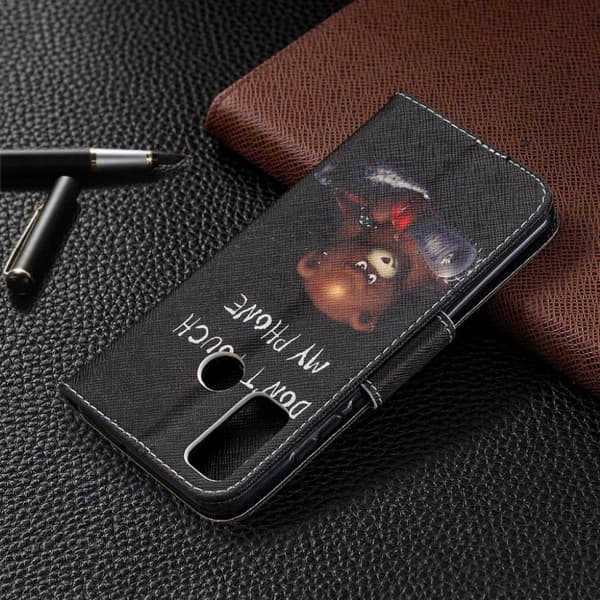 Wonderland Huawei P Smart 2020 kotelot - Ruskea Karhu ja Varoitussanat Multicolor