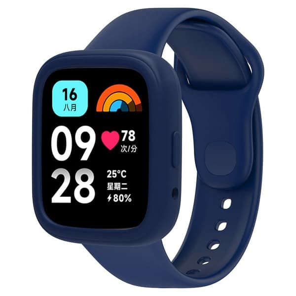 Xiaomi Redmi Watch 3 Active Silicone Strap Replacement Wrist Band with Watch Case - Dark Blue Blue