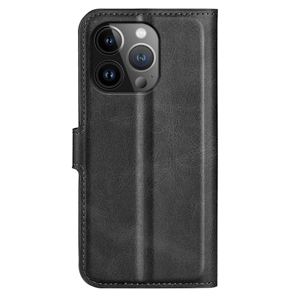 Lompakko Nahkakotelo For iPhone 15 Pro Max - Musta Black