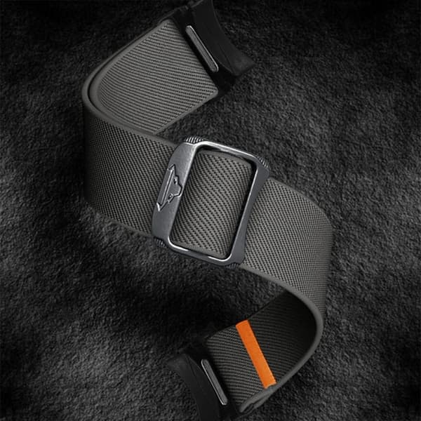 Nylonrem til Samsung Galaxy Watch FE 40mm / Watch7 / Watch6 / Watch 5 / Watch4 Elastisk bånd - Mørkegrå Silver grey