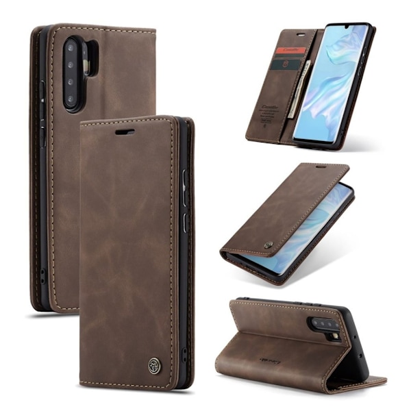 CASEME Huawei P30 Pro retro nahkainen suojakotelo - Tumman Ruskea Brown