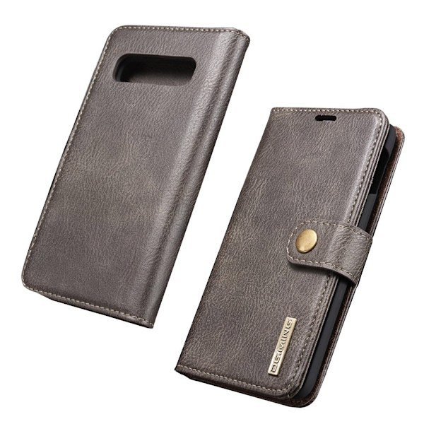 DG.MING Samsung Galaxy S10 2-in-1 haljasnahkainen suojakotelo - Harmaa Silver grey