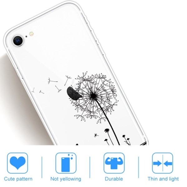 Blødt, fleksibelt cover med mønstertryk iPhone SE (2020)/SE (2022)/8/7 - Sort Black