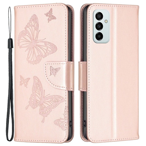 Butterfly läder Samsung Galaxy M23 fodral - Rosa Rosa