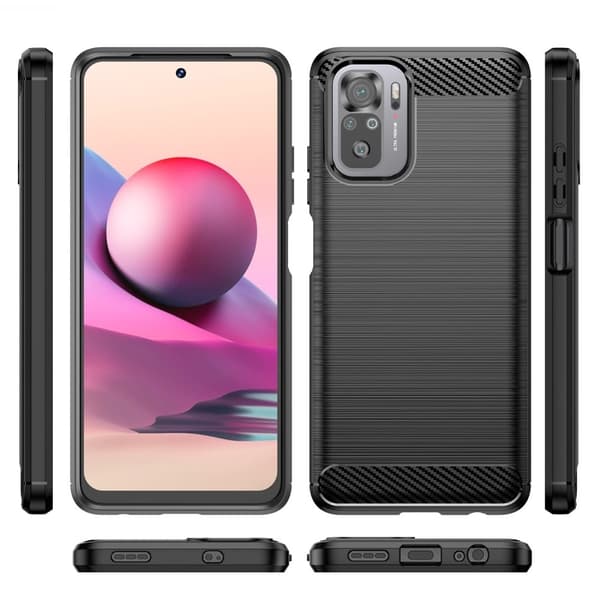 Carbon Flex Etui Xiaomi Redmi Note 10S / Note 10 - Sort Black